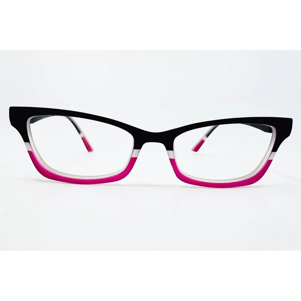 MOMI Eyeglass Frames Womens Black Pink Cat Eye Mod 279 Italy 52-17-140